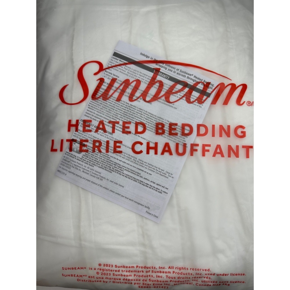 Sunbeam Quilted Heated Mattress Vertical Pad Full Size New Electric